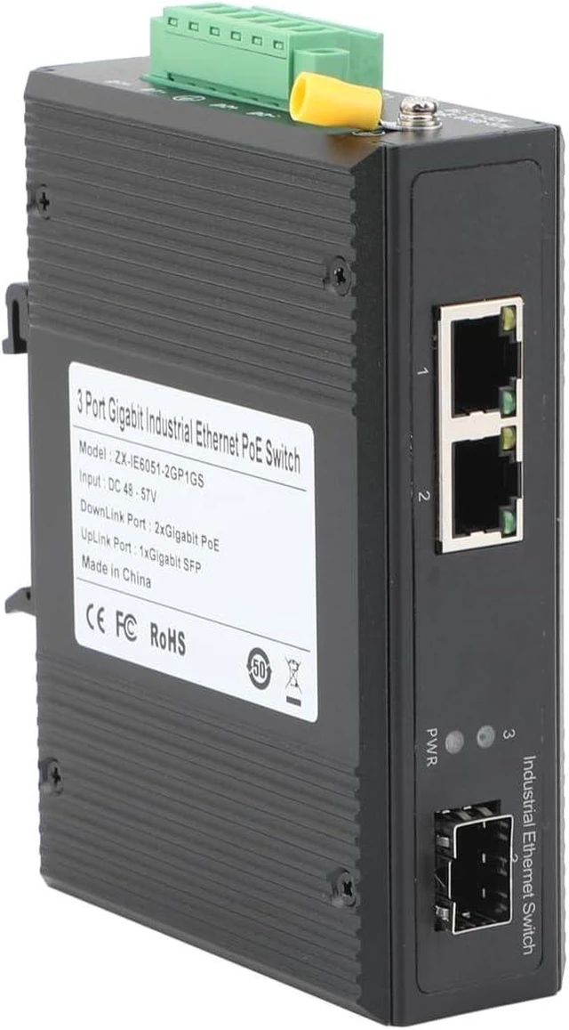 Main image of 3 Port Gigabit Industrial POE Switch, 2 PoE Ports, 1 SFP Port