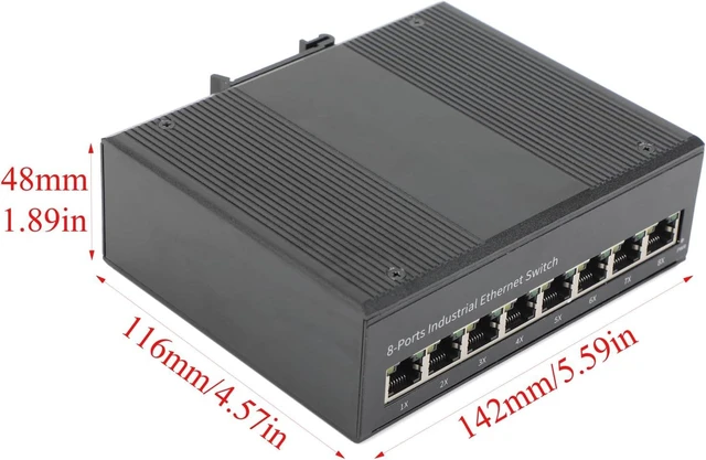 Alt view image 2 of 7 - Industrial Ethernet Switch 8 Fast Ethernet Port DIN-Rail Switch