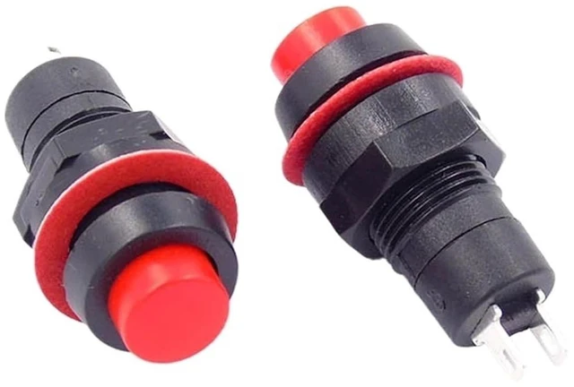 Main image of 100PCS 10mm Round Miniature Button DS-211 Momentary/Self-Locking Push Button Switch 1A 250V AC Red Green(Red,Self-Locking)