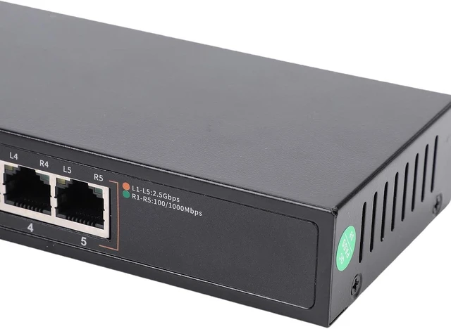 Alt view image 3 of 7 - Eujgoov 2.5Gb Ethernet Switch 5 Port, Fanless 40Gbps Aluminum