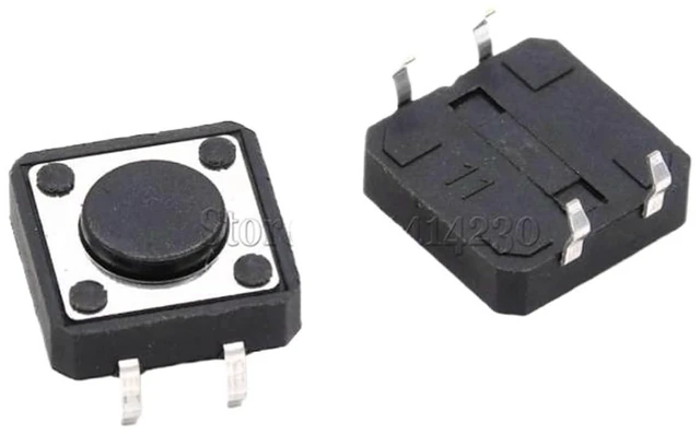Main image of 100Pcs 12 x 12mm x 4.3mm 12 * 12 * 4.3H Panel PCB Momentary Tactile Tact Push Button Switch DIP