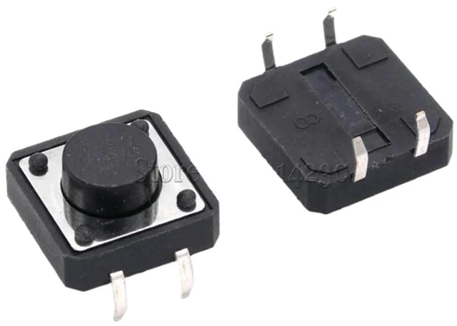 Main image of 100Pcs 12 x 12mm x 6mm 12 * 12 * 6H Panel PCB Momentary Tactile Tact Push Button Switch DIP