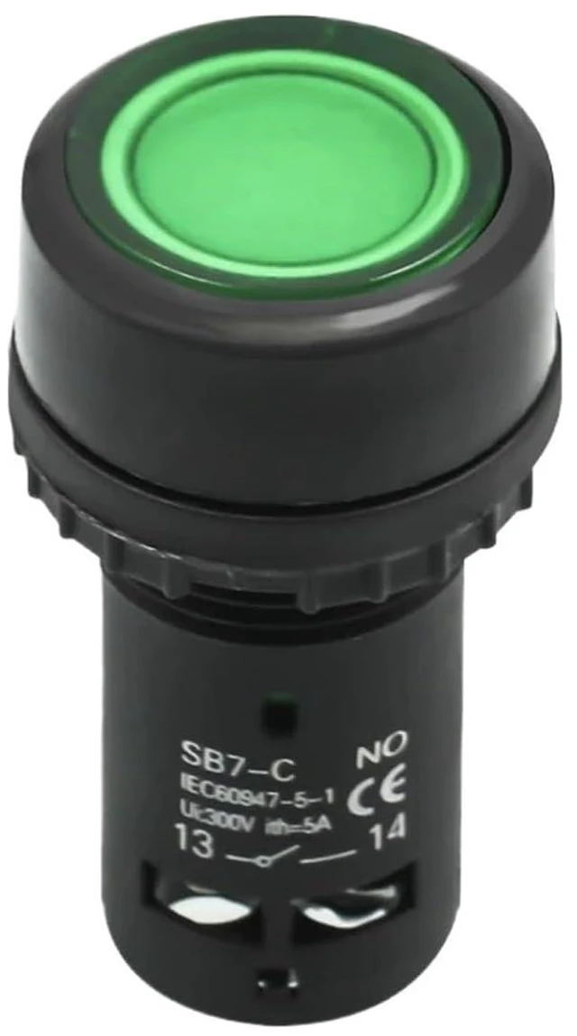 Main image of XB7 Green LED Lights Push Button Switch ON Off with Rubber Sleeve(Rubber Sleeve)