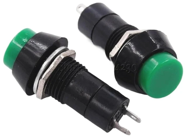 Alt view image 2 of 2 - 10PCS Reset Switch PBS-11B Off-(ON) Normally Open no Locked 250VAC 1A Round Push Button Green