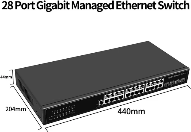 Alt view image 2 of 2 - Business Ethernet switches 28 Port 1000Mbps Ethernet Switch L2 Managed Gigabit Network Switcher Hub Internet Splitter