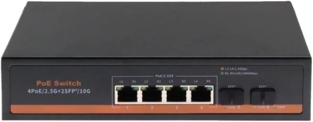 Main image of Business Ethernet switches Commercial 2.5G Ethernet Switch 4x2.5Gbps RJ45 + 2 x10G SFP Fiber Switch,4 Port Ethernet Switch,PoE Optional(PoE)