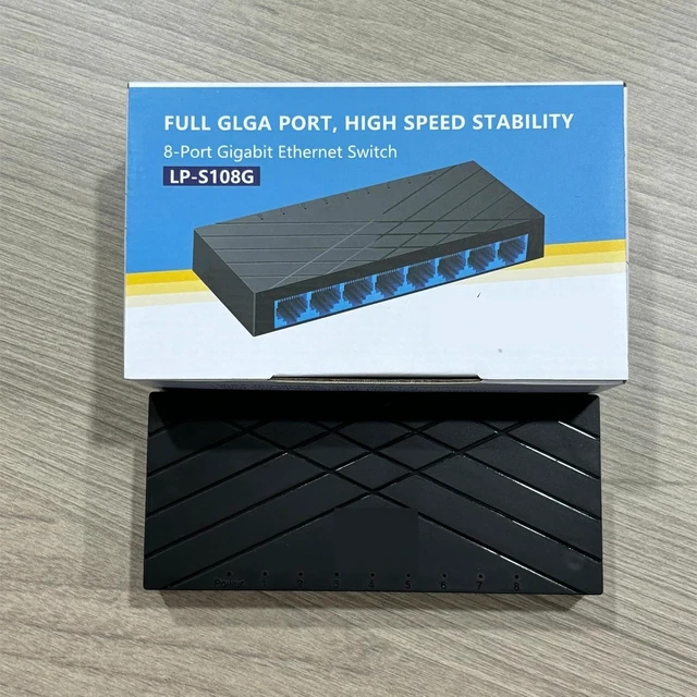 Alt view image 4 of 6 - 8 Port Gigabit Ethernet Switch US Plug 10/100/1000mbps Ethernet Switch