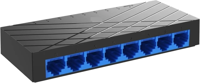 Alt view image 6 of 6 - 8 Port Gigabit Ethernet Switch US Plug 10/100/1000mbps Ethernet Switch