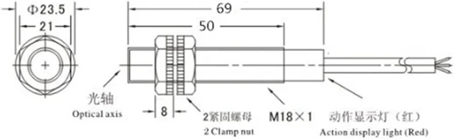 Alt view image 6 of 6 - 1pc E3F-DS10C4 Detection Distance 5M Response time:1ms Switch Sensor Diffuse-Reflective NPN PNP NO NC(NPN NO)