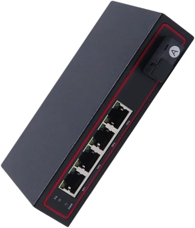 Alt view image 3 of 5 - Industrial Gigabit Switch 1FX 4RJ45 Ports