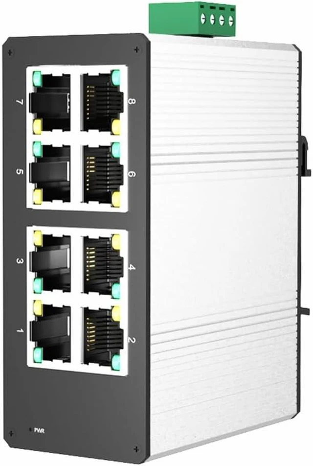 Main image of Fast Speed 8 Port Miniature Industrial Gigabit Switches Aluminum Build for and Narrow Areas