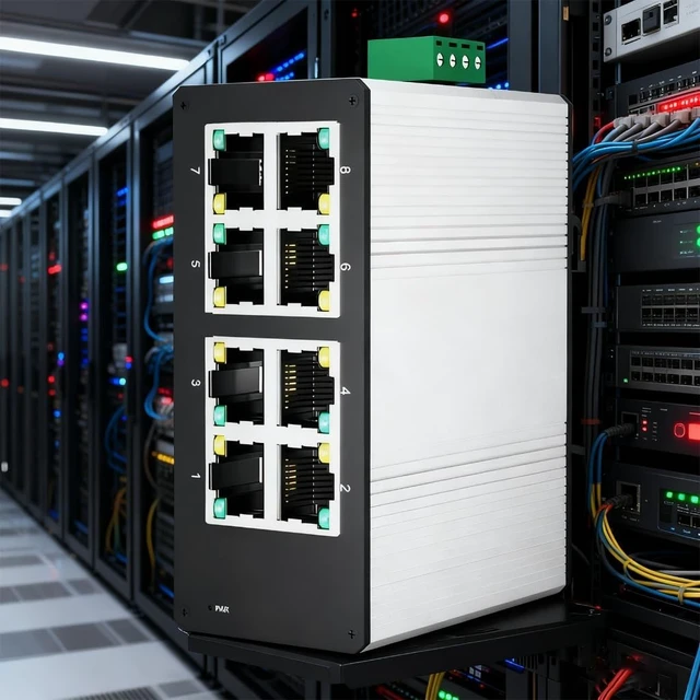 Alt view image 2 of 7 - Fast Speed 8 Port Miniature Industrial Gigabit Switches Aluminum Build for and Narrow Areas