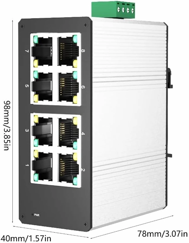 Alt view image 5 of 7 - Fast Speed 8 Port Miniature Industrial Gigabit Switches Aluminum Build for and Narrow Areas