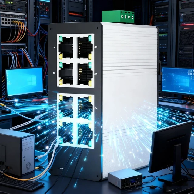 Alt view image 4 of 7 - Fast Speed 8 Port Miniature Industrial Gigabit Switches Aluminum Build for and Narrow Areas