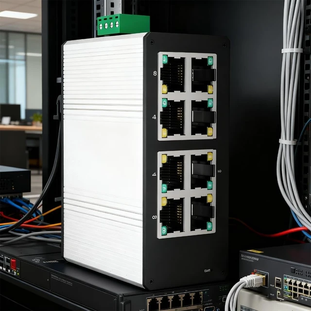 Alt view image 6 of 7 - Fast Speed 8 Port Miniature Industrial Gigabit Switches Aluminum Build for and Narrow Areas