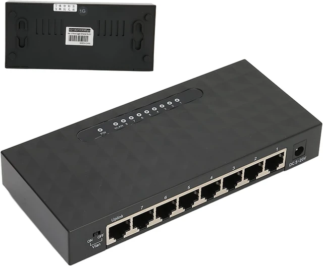 Alt view image 6 of 7 - Network Switch Gigabit 1000Mps, Semi Duplex Flow Control Full Duplex Back Pressure Mode, 8 Ports 1000Mps, Highly Integrated Design, Suitable for Office 100 to 240V(USA)