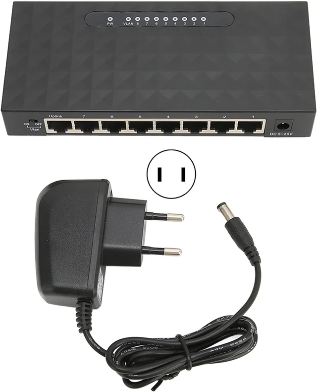 Alt view image 7 of 7 - Network Switch Gigabit 1000Mps, Semi Duplex Flow Control Full Duplex Back Pressure Mode, 8 Ports 1000Mps, Highly Integrated Design, Suitable for Office 100 to 240V(USA)