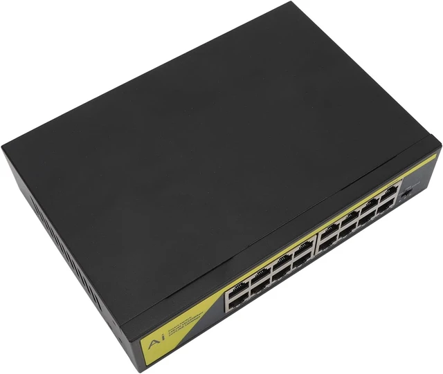 Alt view image 3 of 7 - Gavigain 200W 16 Port PoE Switch 30W Per Port Long Distance Extend Mode Fanless Quiet Cooling for Cameras Access Points Phone Systems Home Business