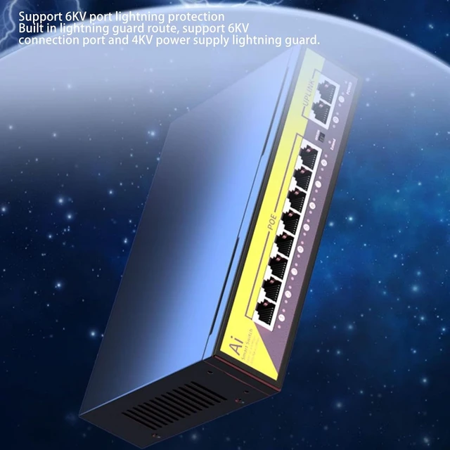 Alt view image 4 of 7 - Gavigain 200W 16 Port PoE Switch 30W Per Port Long Distance Extend Mode Fanless Quiet Cooling for Cameras Access Points Phone Systems Home Business