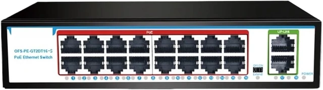 Main image of 1000M GIGABIT POE Switch,OFS-PE-GT2DT16 16 Ports PoE Ethernet Hub Splitter Active Ethernet