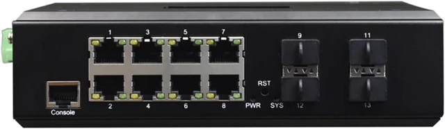 Alt view image 2 of 4 - Industrial Din Rail Switch Gigabit Ethernet L3 Managed 8 Ports Gigabit Ethernet Industrial Switch with 4 Port 10G SFP