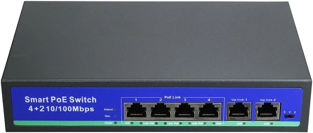 Alt view image 2 of 5 - Ruilogod 6 Port Smart 10/100Mbps PoE Switch (4 PoE Ports