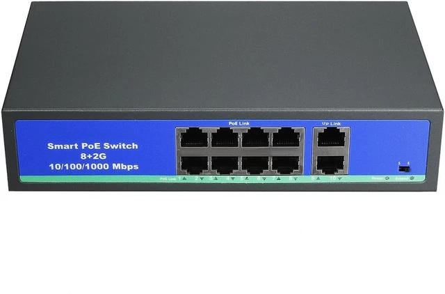 Alt view image 2 of 5 - Ruilogod 10 Port Smart PoE Switch (8 10/100Mbps PoE Ports