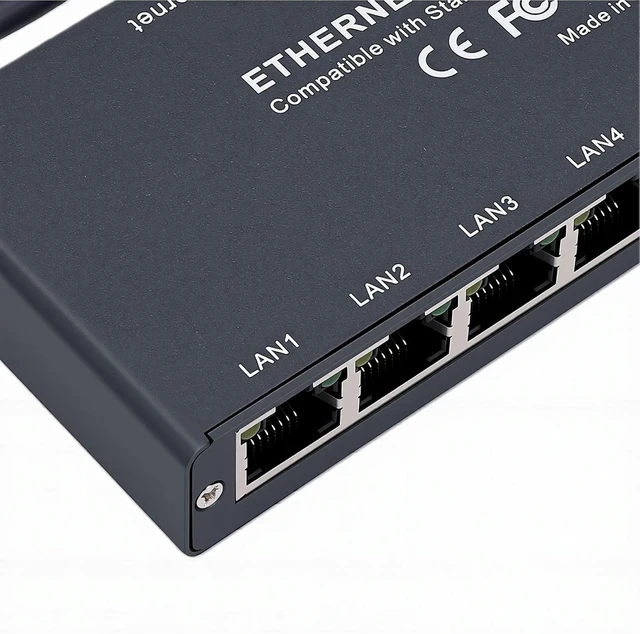 Alt view image 6 of 7 - WALFRONT Ethernet Adapter, ABS 4 Port Gigabit Network Switch Plug and