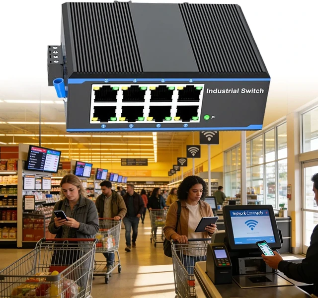 Alt view image 2 of 7 - 8 Port Gigabit Industrial Switcher 1000Mbps Industrial Ethernet Switcher DIN Mounted Plug and Play Data Transfer