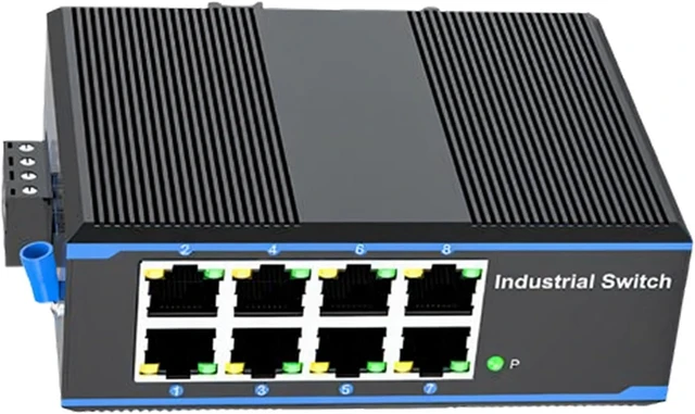 Alt view image 3 of 7 - 8 Port Gigabit Industrial Switcher 1000Mbps Industrial Ethernet Switcher DIN Mounted Plug and Play Data Transfer