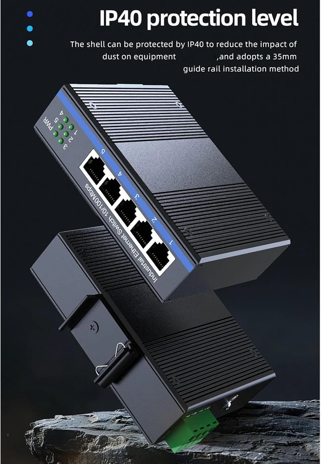 Alt view image 4 of 7 - 8 Port Gigabit Industrial Switcher 1000Mbps Industrial Ethernet Switcher DIN Mounted Plug and Play Data Transfer