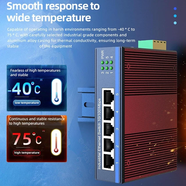 Alt view image 7 of 7 - 8 Port Gigabit Industrial Switcher 1000Mbps Industrial Ethernet Switcher DIN Mounted Plug and Play Data Transfer