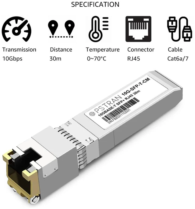 Alt view image 2 of 6 - 10GBASE-T SFP+ RJ45 Copper Transceiver Module Compatible with Cisco Meraki MA-SFP-10GB-T 10G SFP+ 30m Cat6a/7