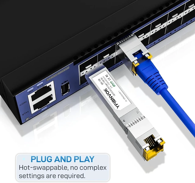 Alt view image 3 of 6 - 10G SFP+ to RJ45 Transceiver, 1.25/2.5G/5G/10G Auto-Negotiation Copper Module