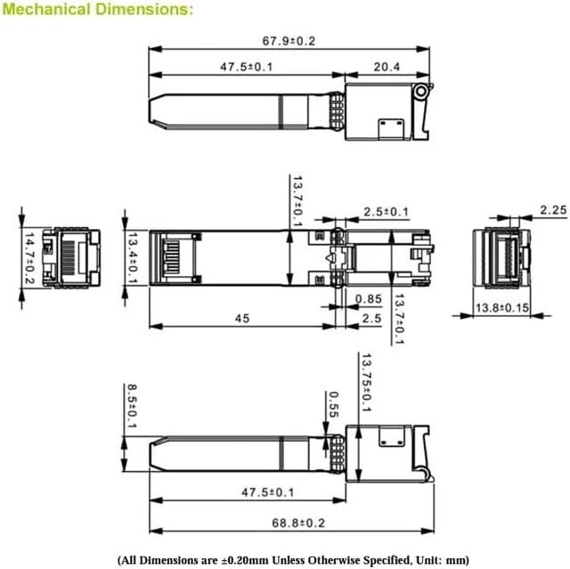 Alt view image 2 of 2 - 10G-T SFP+ RJ45 Copper Transceiver, 10GBASE-T Cat6a/Cat7 30M, Compatible SFP Module from Taiwan, 1pc