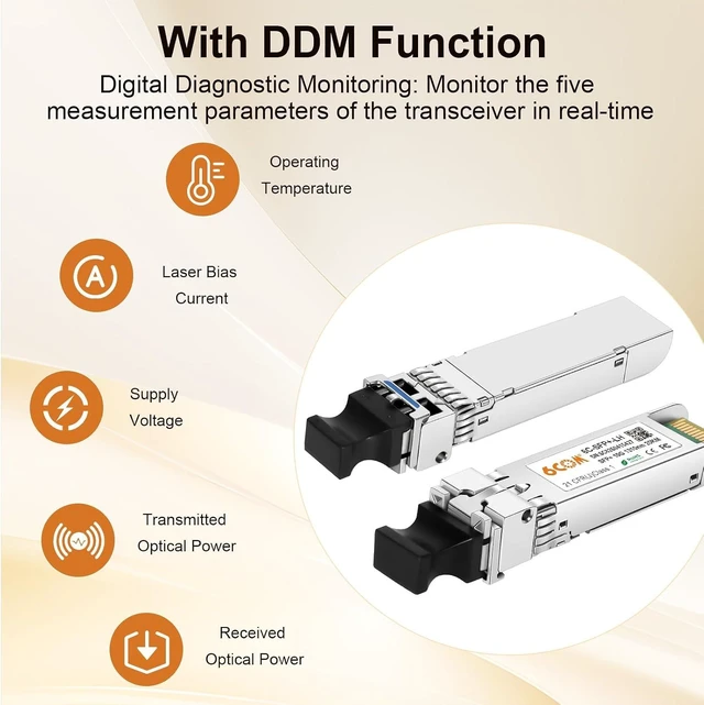 Alt view image 5 of 7 - 10Pack 10GBase-LR SFP+ Transceiver, 10G LH Dual LC Single Mode Optical Module for Cisco SFP-10G-LR, Meraki MA-SFP-10GB-LR, Ubiquiti UF-SM-10G, Mikrotik, D-Link, Supermicro and More (DDM, 1310nm, 20km)