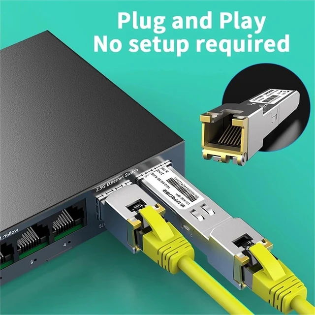 Alt view image 4 of 7 - 1Pcs 5G SFP to RJ45 Copper Module 5GBase-T SFP Transceiver SFP to RJ45 Ethernet Port 1G/2.5G Transceiver Module