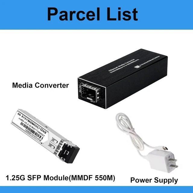 Alt view image 7 of 7 - Mini SFP Gigabit PoE Media Converter 802.3af/at/bt PD 1000M Ethernet to SFP Fiber Optical Transceiver 10/100/1000Base-TX to 1000Base-FX RJ45 Converter 1.25Gbps (Multimode Dual Fiber 550M)