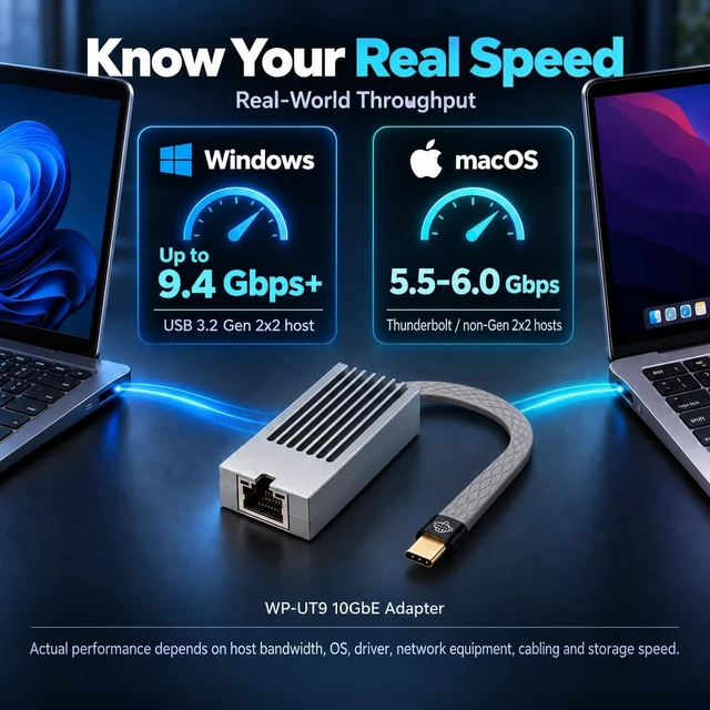 Alt view image 2 of 7 - 10Gb USB C to Ethernet Adapter, Low-Heat and Silent, widspii