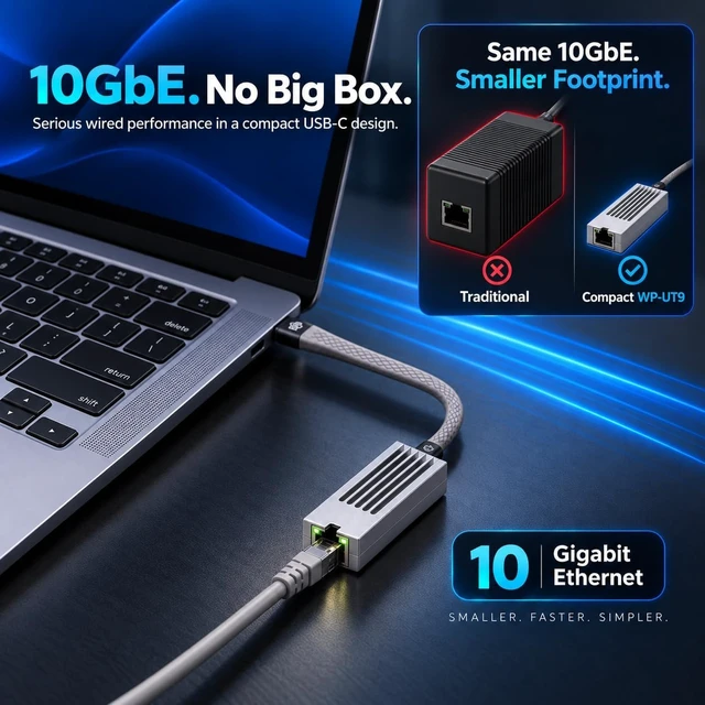 Alt view image 4 of 7 - 10Gb USB C to Ethernet Adapter, Low-Heat and Silent, widspii