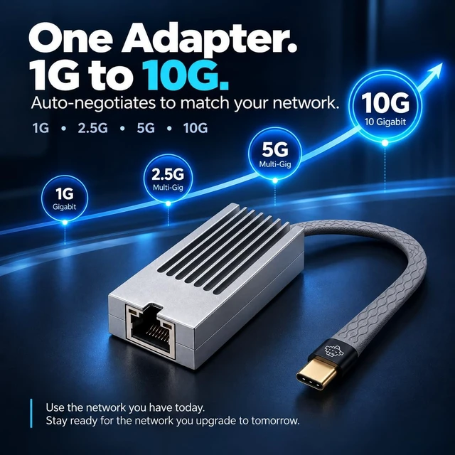 Alt view image 6 of 7 - 10Gb USB C to Ethernet Adapter, Low-Heat and Silent, widspii