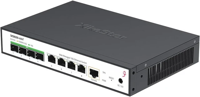 Main image of 10G Managed Switch, 8-Port Multi-Gigabit Layer 3 Switch with 4×10G RJ45 + 4×10G SFP+ Ports, 1G/2.5G/5G/10G Ethernet, 160Gbps Switching Capacity, VLAN, LACP, ACL, Web/CLI/SNMP/Telnet/SSH