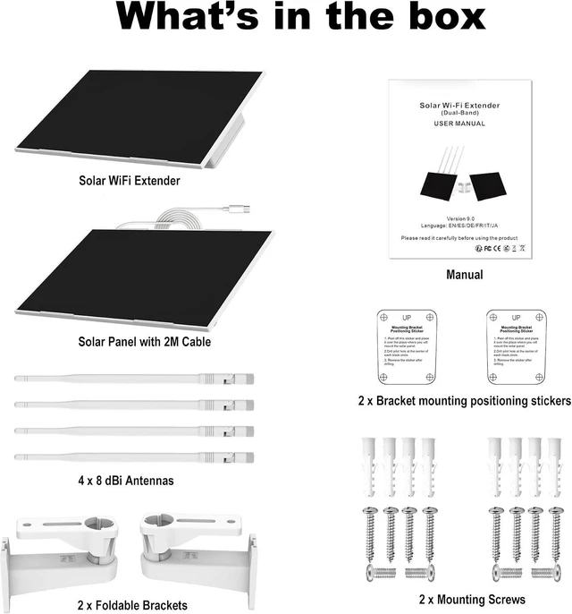 Alt view image 7 of 7 - Outdoor WiFi Extender Solar Powered, Dual Band WiFi Booster E9