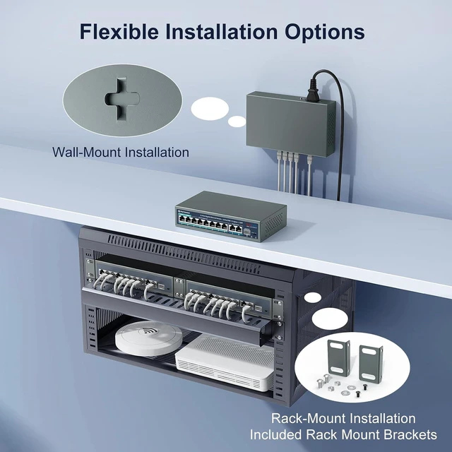 Alt view image 7 of 7 - 16 Port Gigabit PoE Switch Unmanaged, 16 PoE+ Ports with 2 Gigabit Uplink