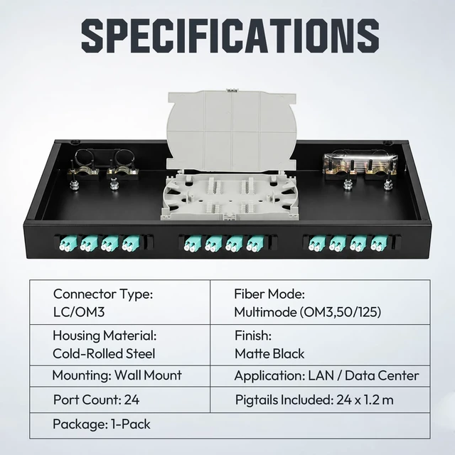 Alt view image 2 of 5 - 12-Port LC/OM3 Wall Mount Fiber Enclosure