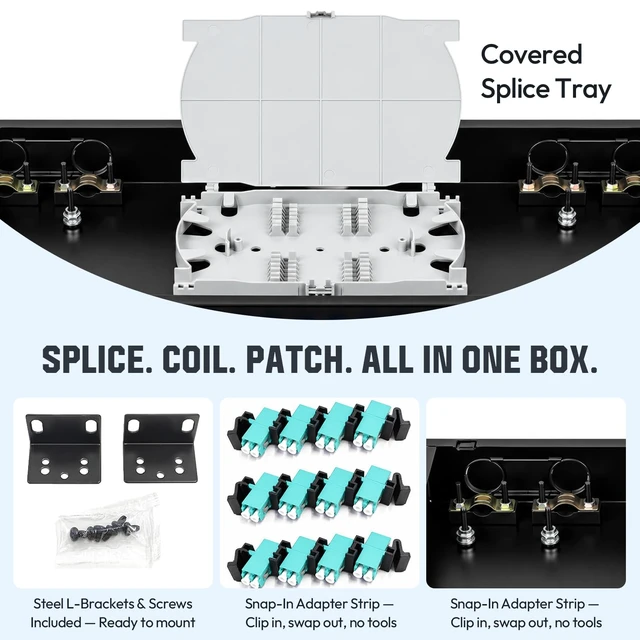 Alt view image 4 of 5 - 12-Port LC/OM3 Wall Mount Fiber Enclosure