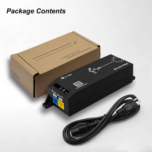Alt view image 6 of 6 - 1×1000M RJ45 IEEE802.3bt 90W AI Smart PoE++ Injector,LED Display&-10°C~60°C