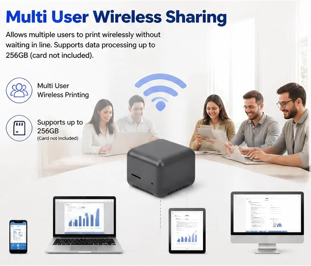 Alt view image 4 of 7 - Sanpyl Wireless Print Server, WiFi Printer Sharing Adapter