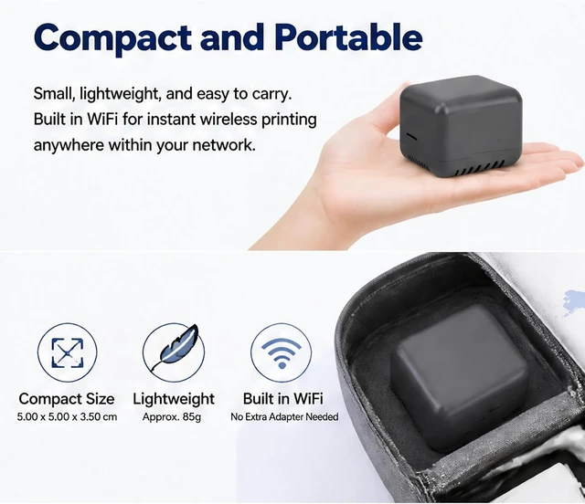 Alt view image 6 of 7 - Sanpyl Wireless Print Server, WiFi Printer Sharing Adapter