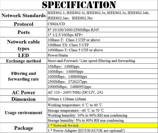Alt view image 2 of 2 - 8* 2500Mbps RJ45 Ports, 1/2.5/10Gbps SFP,2.5 Gigabit Ethernet Switch